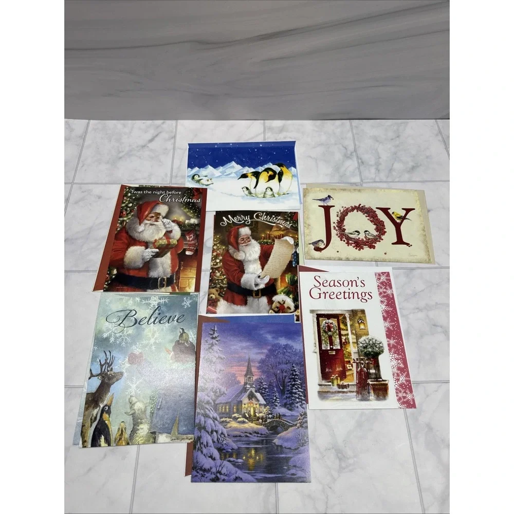 50 Assorted Christmas Holiday Greeting Cards with Messages and Envelopes‎ New
